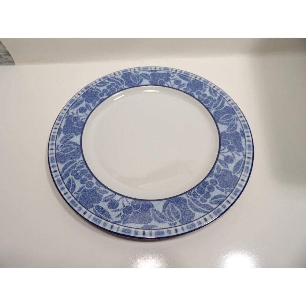 Tognana Italy Blue Plaid Fruit Porcelain Dinner Plate